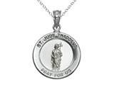 925 Sterling Silver Rhodium Medium St Jude Medal Pendant - Free Chain Included
