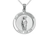925 Sterling Silver Rhodium Large St Jude Medal Pendant - Free Chain Included