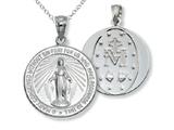 925 Sterling Silver Rhodium Large Micaculous Medal Pendant - Free Chain Included