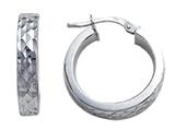 Stellar White™ Rhodium Small Round Diamond Cut Hoop Earrings