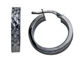 Stellar White™ Black Rhodium Diamond Cut Small Hoop Earring