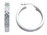 Stellar White™ Rhodium Round Medium Diamond Cut Hoop Earring