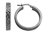 Stellar White™ Black Rhodium Diamond Cut Hoop Earrings