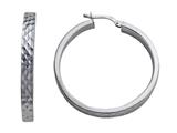 Stellar White™ Rhodium Round Large Diamond Cut Hoop Earrings