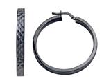Stellar White™ Black Rhodium Diamond Cut Hoop Earrings