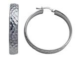Stellar White™ Rhodium Plated Large Diamond Cut Hoop Earrings