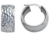 Stellar White™ Rhodium Diamond Cut Small Hoop Earings