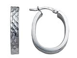 Stellar White™ Rhodium Diamond Cut Oval Earrings