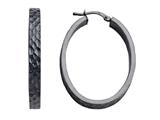 Stellar White™ Black Rhodium Large Oval Diamond Cut Earrings