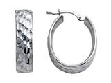 Stellar White™ Rhodium Oval Diamond Cut Earrings