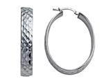 Stellar White™ Rhodium Large Oval Diamond Cut Earrings