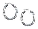 Stellar White™ Rhodium Large Oval Twist Hoops Earrings