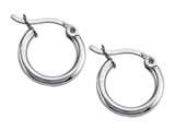Stellar White™ Rhodium 2mm X 13mm Tubing Hoop Earrings