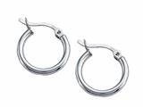 Stellar White™ Rhodium 2mm X 15mm Tubing Hoop Earrings