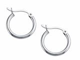 Stellar White™ Rhodium 2mm X 17mm Tubing Hoop Earrings