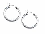 Stellar White™ Rhodium 2mm X 20mm Tubing Hoop Earrings