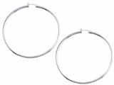 Stellar White™ Rhodium 2mm X 60mm Tubing Hoop Earrings
