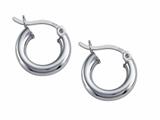 Stellar White™ Rhodium 3mm X 13mm Tubing Hoop Earrings