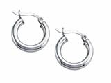 Stellar White™ Rhodium 3mm X 15mm Tubing Hoop Earrings