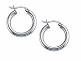 Stellar White™ Rhodium 3mm X 20mm Tubing Hoop Earrings