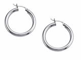 Stellar White™ Rhodium 3mm X 25mm Tubing Hoop Earrings