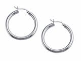 Stellar White™ Rhodium 3mm X 30mm Tubing Hoop Earrings
