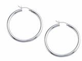 Stellar White™ Rhodium 3mm X 40mm Tubing Hoop Earrings