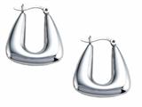 Stellar White™ Rhodium Polished Hollow Hoop Earrings