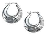 Stellar White™ Rhodium Medium Oval Polished Hoop Earrings