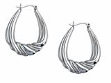 Stellar White™ Rhodium Large Oval Designed Hoop Earrings