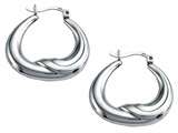 Stellar White™ Rhodium High Polished Earrings Hoops