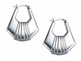 Stellar White™ Rhodium Oval Designed Earrings Hoops