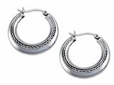 Stellar White™ Rhodium Medium Polished Hoop Earrings