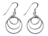Stellar White™ Rhodium Diamond Cut 3 Circles Shepherd Earrings