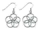 Stellar White™ Rhodium Diamond Cut Flower Shepherd Hook Earrings