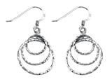 Stellar White™ Rhodium Diamond Cut Circles Shepherd Hook Earrings