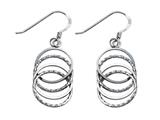 Stellar White™ Rhodium Alt 4 Circles Shepherd Hook Earrings