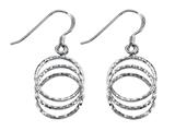 Stellar White™ Rhodium 3 Circle Diamond Cut Shepherd Hook Earrings