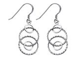 Stellar White™ Rhodium Alt Circles Shepherd Hook Earrings