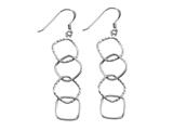 Stellar White™ Rhodium 4 Alt Squares Shepherd Hook Earrings
