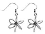 Stellar White™ Rhodium 3D Diamond Cut Shepherd Hook Earrings
