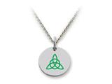 Stellar White™ 925 Sterling Silver Disc Charm Celtic Triquetra -  Free 16 To 18 Inch Adjustable Chain Included
