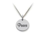 Stellar White™ 925 Sterling Silver Disc Charm Peace -  Free 16 To 18 Inch Adjustable Chain Included