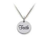 Stellar White™ 925 Sterling Silver Disc Charm Faith -  Free 16 To 18 Inch Adjustable Chain Included