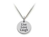 Stellar White™ 925 Sterling Silver Disc Charm Live Love Laugh (block) -  Free 16 To 18 Inch Adjustable Chain Included