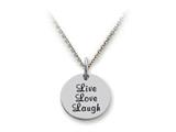 Stellar White™ 925 Sterling Silver Disc Charm Live Love Laugh (cursive) -  Free 16 To 18 Inch Adjustable Chain Included