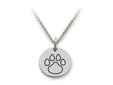 Stellar White™ 925 Sterling Silver Disc Charm Outline Paw Print -  Free 16 To 18 Inch Adjustable Chain Included