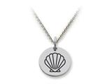 Stellar White™ 925 Sterling Silver Disc Charm Outline Shell -  Free 16 To 18 Inch Adjustable Chain Included
