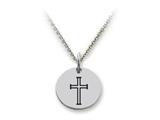 Stellar White™ 925 Sterling Silver Disc Charm Cross -  Free 16 To 18 Inch Adjustable Chain Included