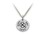 Stellar White™ 925 Sterling Silver Disc Charm Love, Joy, Luck -  Free 16 To 18 Inch Adjustable Chain Included